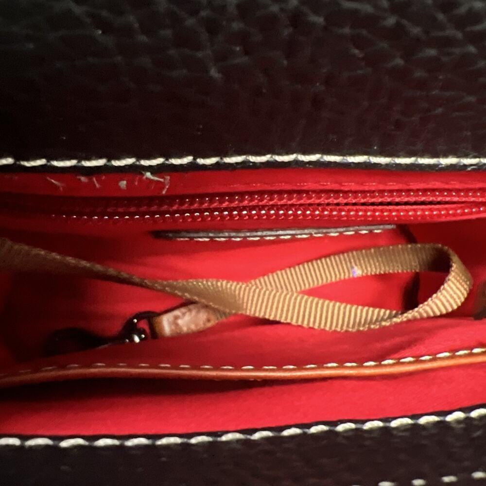 Dooney & Bourke Crossbody Black Pebble Grain Leather Letter Carrier Purse - Picture 8 of 13